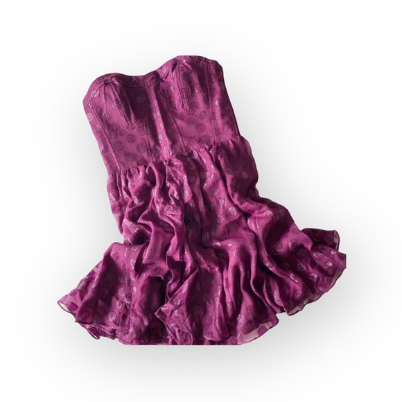 new Guess 𖦹 Chiffon Strapless Polka Dot Cocktail Dress 𖦹 Amethyst Purple 𖦹 4 - Picture 5 of 16